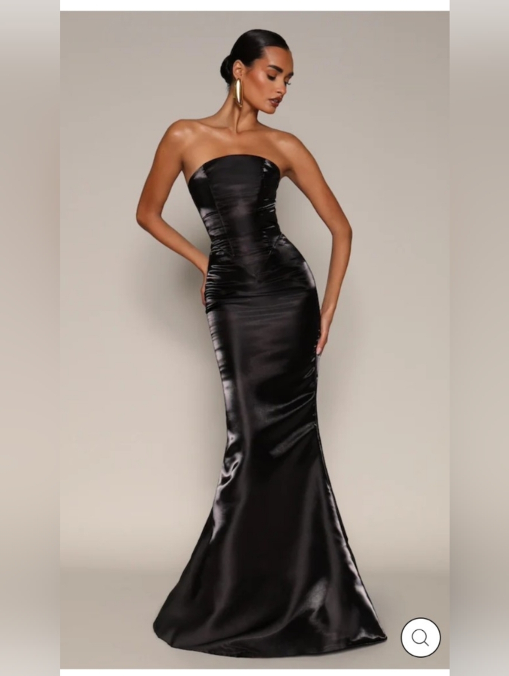 Moda Glam NWT's Valentina Black Satin Strapless Corset Mermaid Gown With Stole🖤